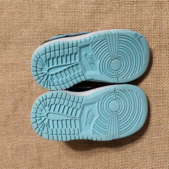 Nike Dunk Low SE "Barber Shop" Kid's Sneakers Sz 5C, Black/Teal/White - Picture 6 of 7